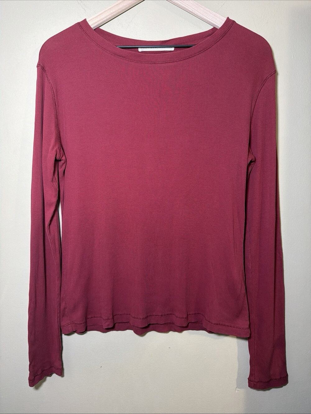 Peruvian Connection Women S Pima Cotton Ribbed Boatneck Long Sleeve Burgundy Top